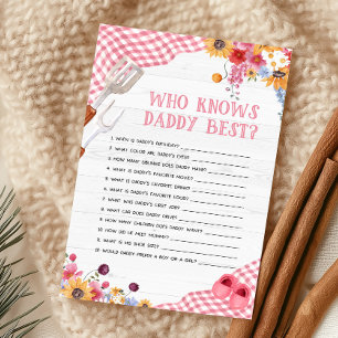Pink Barbeque Shower Who Knows Daddy Best Game