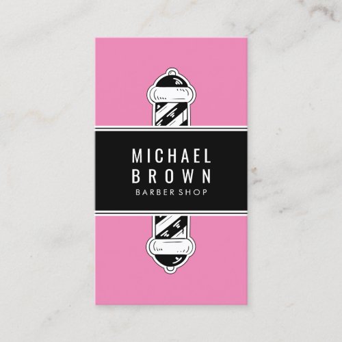 Pink Barber Pole Men hairstyling Business Card