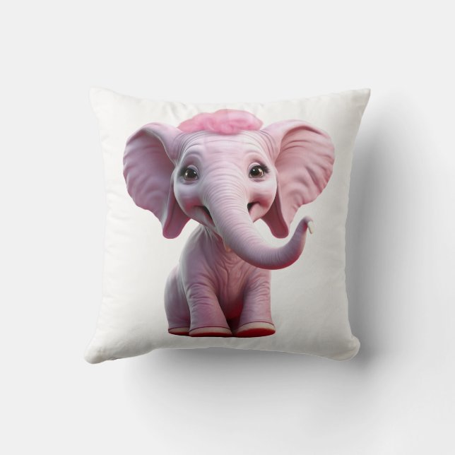 Pink Barbie Elephant  Throw Pillow (Back)