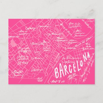 Pink Barcelona Spain Vintage Travel New Postcard by MarketAndSupply at Zazzle