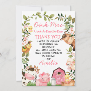 Pink Barn Farm Foliage Birthday Thank You Card