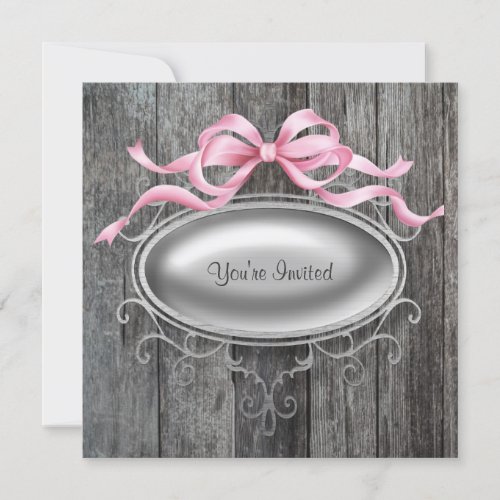 Elegant Pink Barn Wood Party Invitation Template
