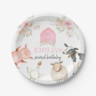 Pink Barnyard Birthday Plate
