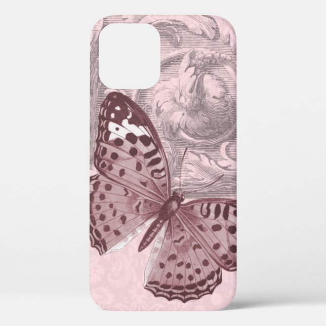 Pink Baroque Embellishment with Butterfly Case-Mate iPhone Case (Back)