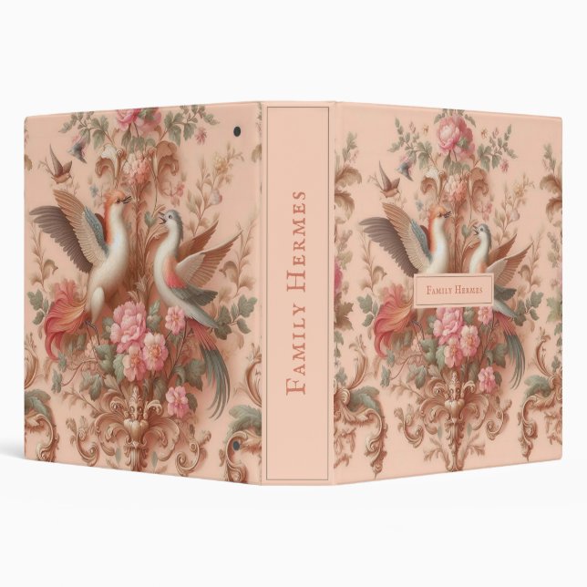 Pink Baroque Rococo Flower Morris  3 Ring Binder (Background)