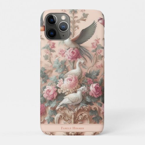 Pink Baroque Rococo Flower Morris  iPhone 11 Pro Case