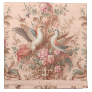 Pink Baroque Rococo Flower Morris Cloth Napkin