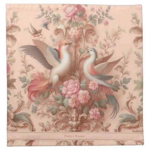 Pink Baroque Rococo Flower Morris  Cloth Napkin