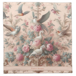 Pink Baroque Rococo Flower Morris Cloth Napkin