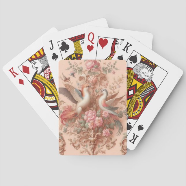 Pink Baroque Rococo Flower Morris  Poker Cards (Back)