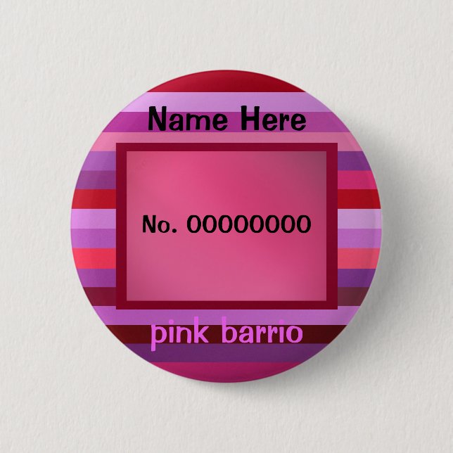 pink barrio text template button (Front)
