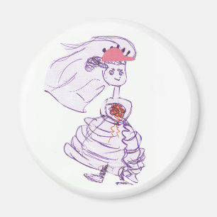 Pink Baseball Cap Bride Magnet