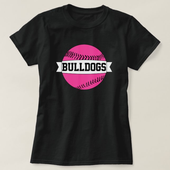 Pink Baseball/Softball Team & Player Name & Number T-Shirt (Design Front)
