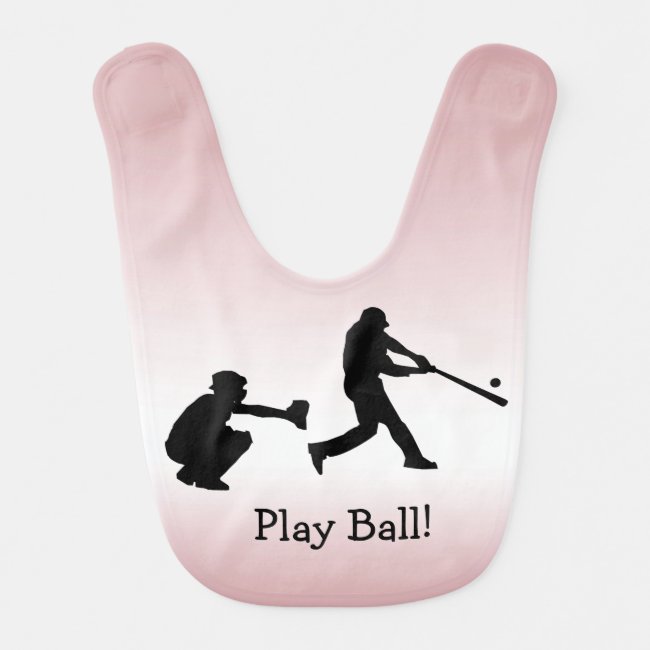 Pink Baseball Sports Baby Bib