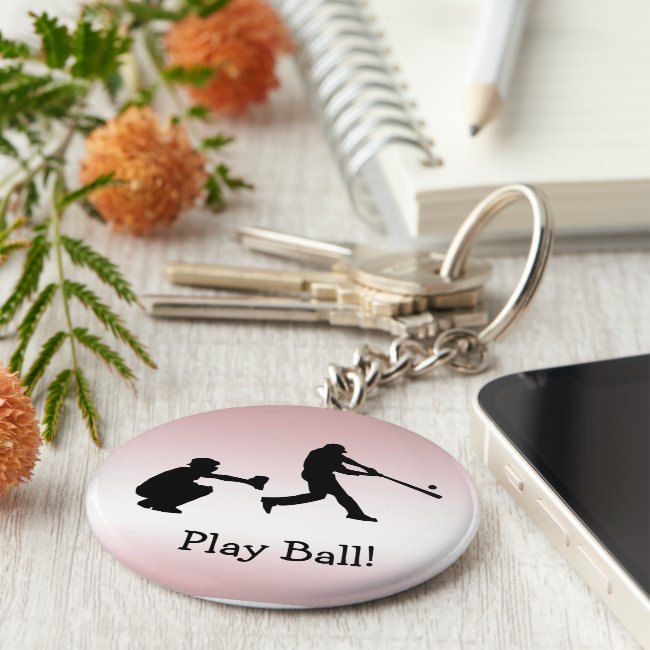 Pink Baseball Sports Keychain