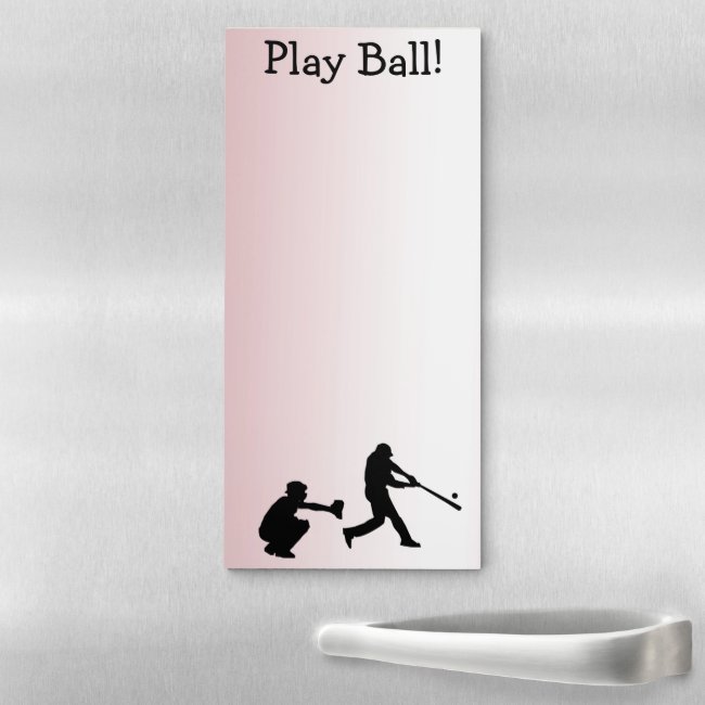 Pink Baseball Sports Magnetic Fridge Notepad
