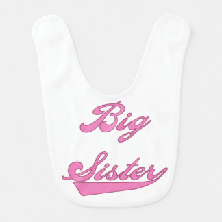 Pink Baseball Text Big Sister Bib