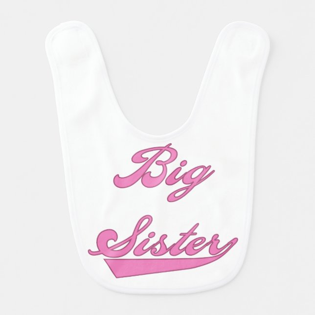 Pink Baseball Text Big Sister Bib (Front)