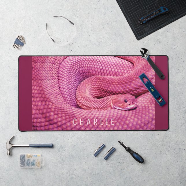 Pink Basilisk Rattlesnake Desk Mat (Workstation)