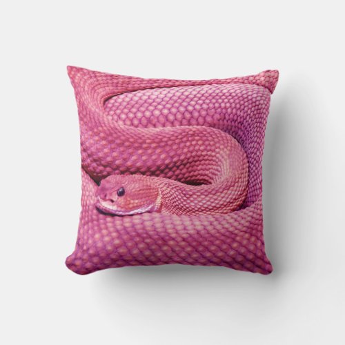 Pink Basilisk Rattlesnake Throw Pillow