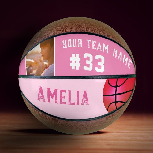 Pink Basket Ball Girl Player Name Team Number Basketball