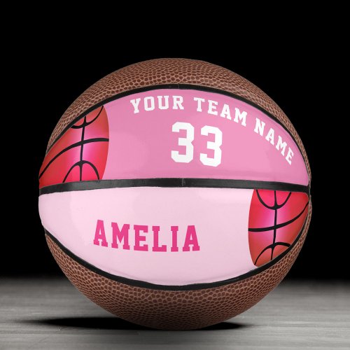 Pink Basket Ball Girl Player Name Team Number Mini Basketball