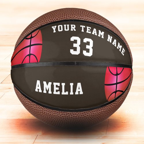 Pink Basket Ball Girl Player Name Team Number Mini Basketball
