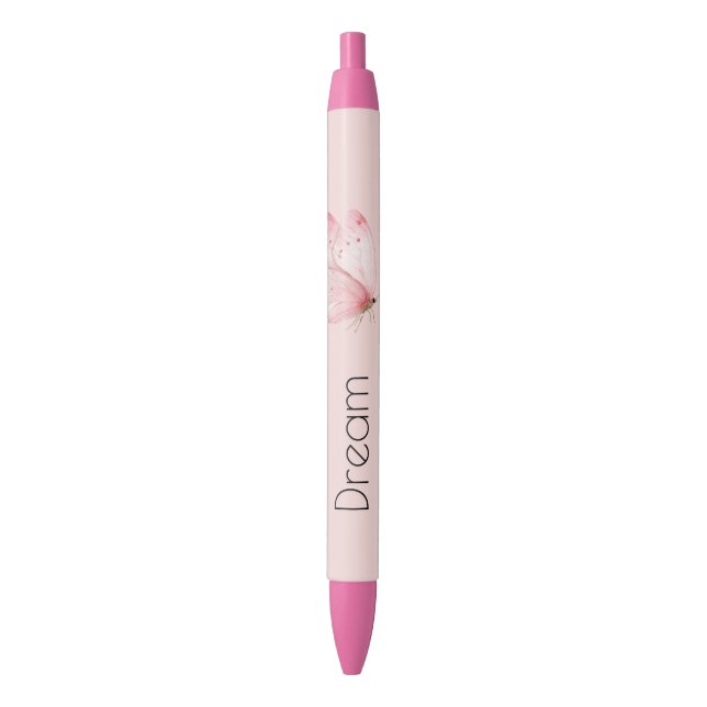Pink Basket Weave Butterfly Pen (Front Vertical)