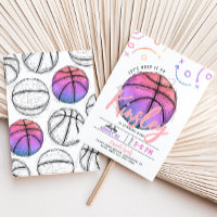 Pink Basketball Birthday Invitation