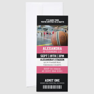 Pink Basketball Birthday Party Invitation Raffle Tickets