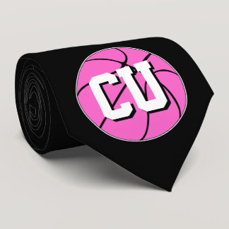 Pink Basketball Breast Cancer Awareness Game Coach Neck Tie