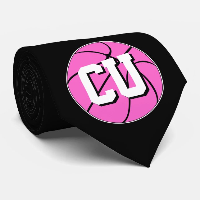 Pink Basketball Breast Cancer Awareness Game Coach Neck Tie (Rolled)