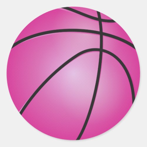 Pink Basketball Classic Round Sticker