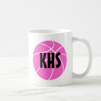 Pink Basketball Coach/player Custom School Letters Coffee Mug by SoccerMomsDepot at Zazzle