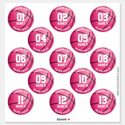 pink basketball custom 3 inch sports stickers