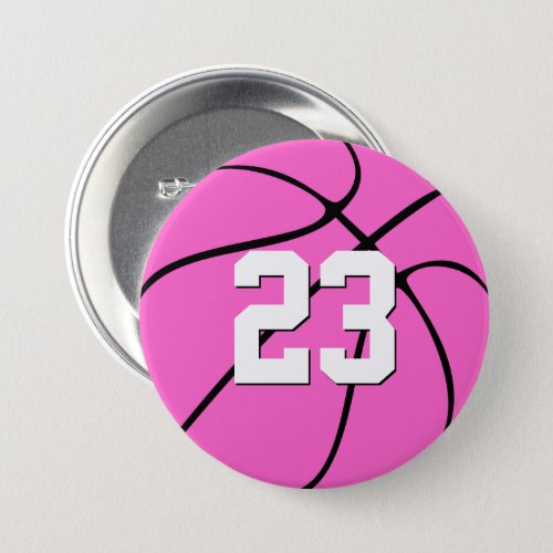 Pink Basketball Custom Jersey NumberLetters Sport Button