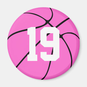 Pink Basketball Custom Jersey Number or Letters Magnet