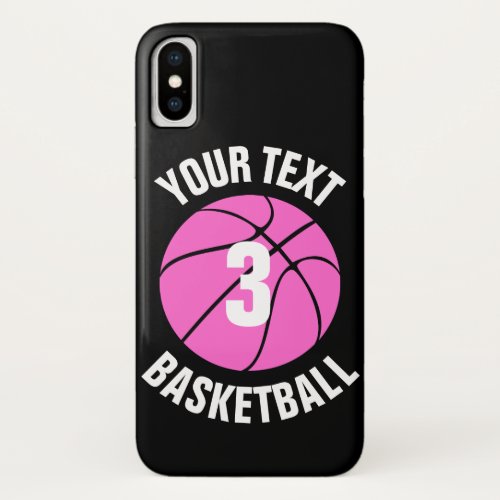 Pink Basketball Custom Jersey Number  Team Name iPhone XS Case