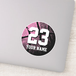 Pink basketball custom jersey number vinyl sticker