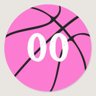 Pink Basketball Custom Number or Letters Sports Classic Round Sticker