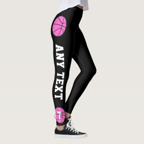 Pink Basketball Custom Team Name and Player Number Leggings