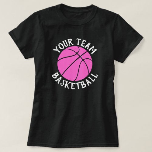 Pink Basketball Custom Team Name Womens Sports T_Shirt