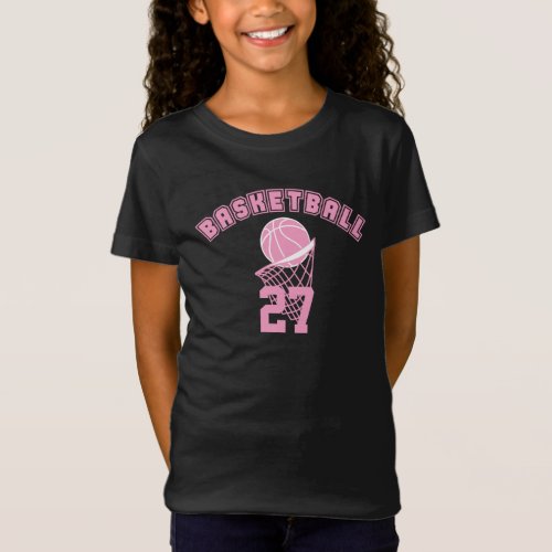 Pink Basketball  DIY Name and Number T_Shirt