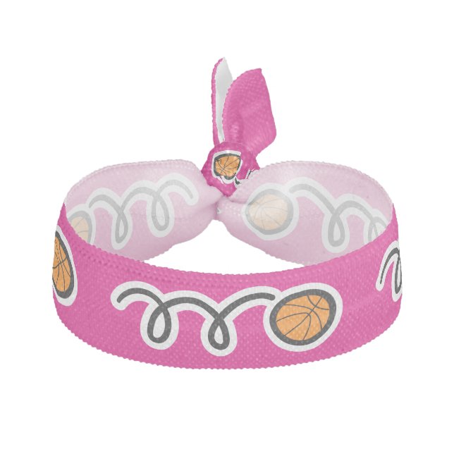 Pink basketball hair ties for girls team (Front)
