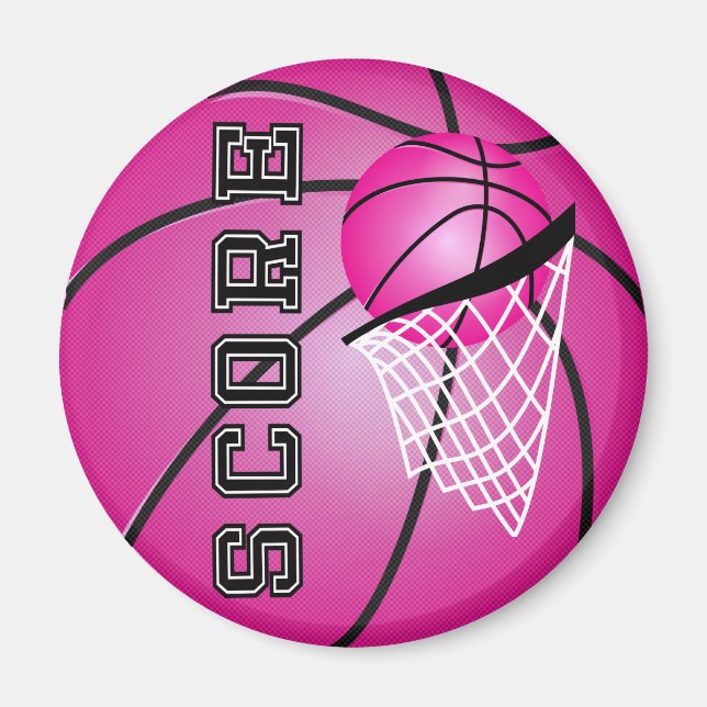 Pink Basketball Magnet (Front)