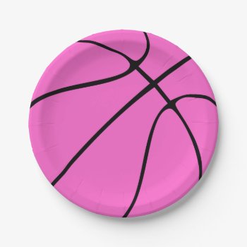 Pink Basketball Paper Plates by SoccerMomsDepot at Zazzle