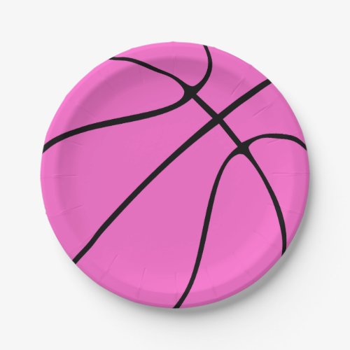 Pink Basketball Paper Plates