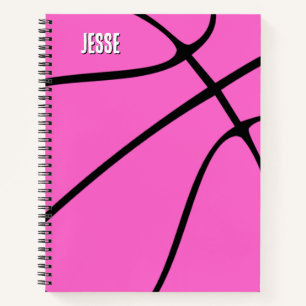 Pink Basketball Player Name or Text Custom Sports Notebook
