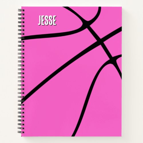Pink Basketball Player Name or Text Custom Sports Notebook