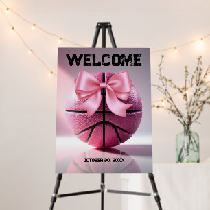 Pink Basketball Ribbon Bow Ball Baby Shower Foam Board